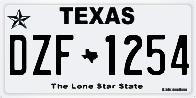 TX license plate DZF1254