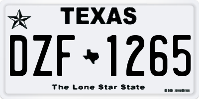 TX license plate DZF1265