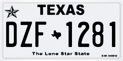 TX license plate DZF1281
