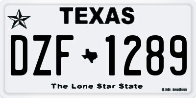 TX license plate DZF1289