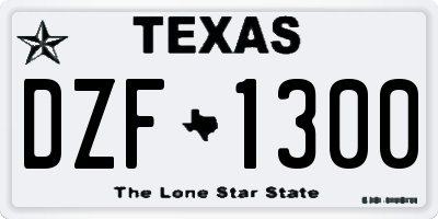 TX license plate DZF1300