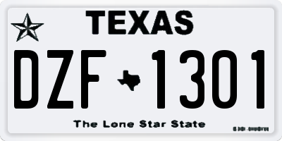 TX license plate DZF1301