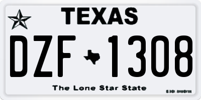 TX license plate DZF1308