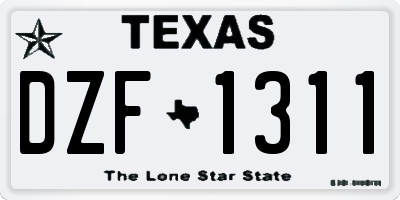 TX license plate DZF1311