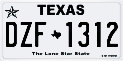 TX license plate DZF1312