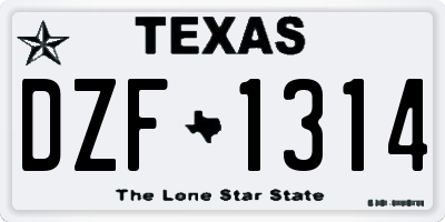 TX license plate DZF1314