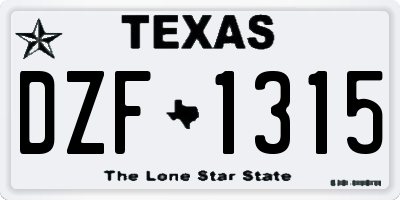 TX license plate DZF1315
