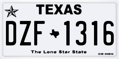 TX license plate DZF1316