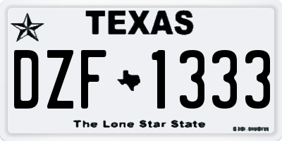 TX license plate DZF1333