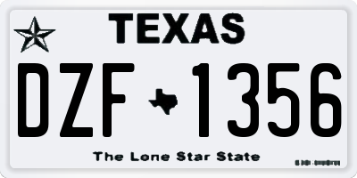 TX license plate DZF1356
