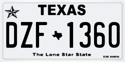 TX license plate DZF1360