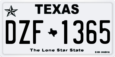 TX license plate DZF1365