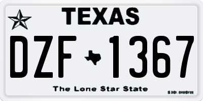 TX license plate DZF1367