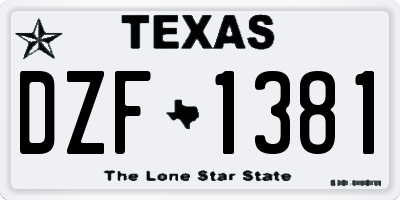 TX license plate DZF1381