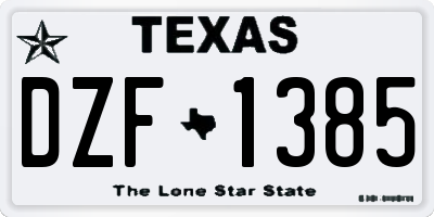 TX license plate DZF1385