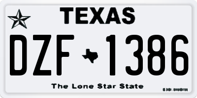 TX license plate DZF1386