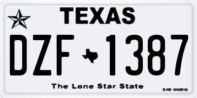 TX license plate DZF1387