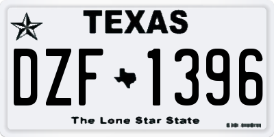 TX license plate DZF1396