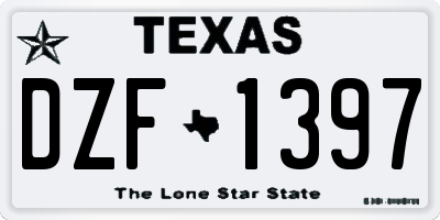TX license plate DZF1397