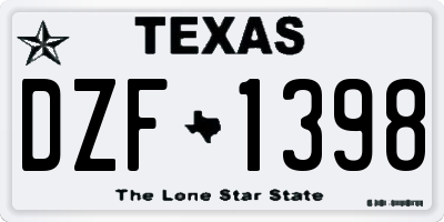 TX license plate DZF1398