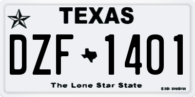 TX license plate DZF1401