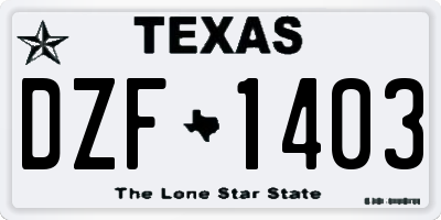 TX license plate DZF1403