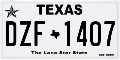 TX license plate DZF1407