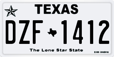 TX license plate DZF1412