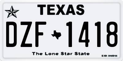 TX license plate DZF1418