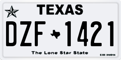 TX license plate DZF1421