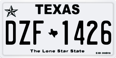 TX license plate DZF1426