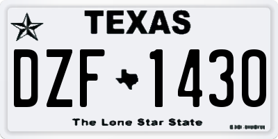 TX license plate DZF1430