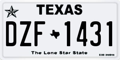 TX license plate DZF1431