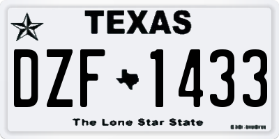 TX license plate DZF1433