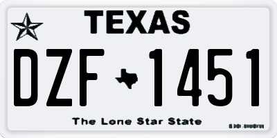 TX license plate DZF1451