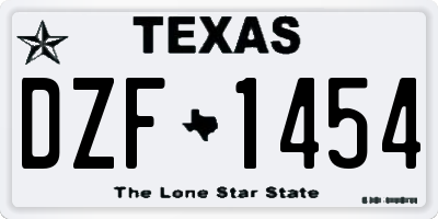 TX license plate DZF1454