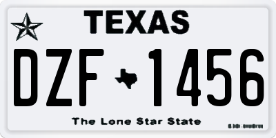 TX license plate DZF1456