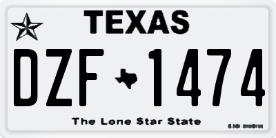 TX license plate DZF1474