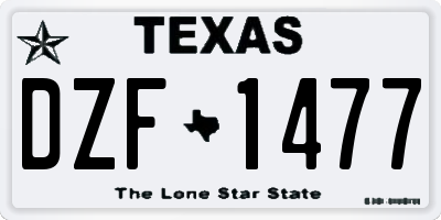 TX license plate DZF1477