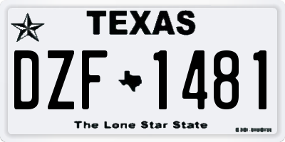 TX license plate DZF1481