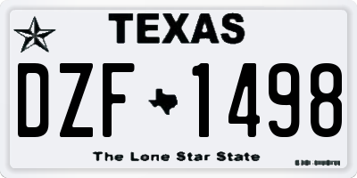 TX license plate DZF1498