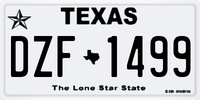 TX license plate DZF1499