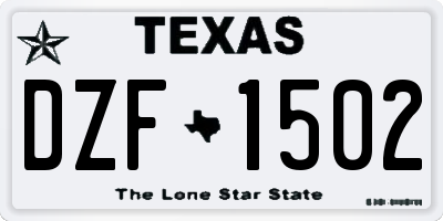 TX license plate DZF1502