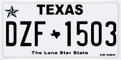 TX license plate DZF1503