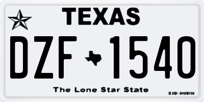 TX license plate DZF1540
