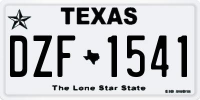 TX license plate DZF1541
