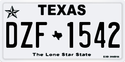 TX license plate DZF1542