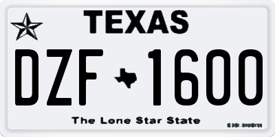 TX license plate DZF1600