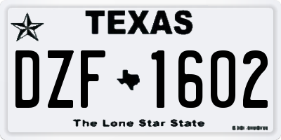TX license plate DZF1602