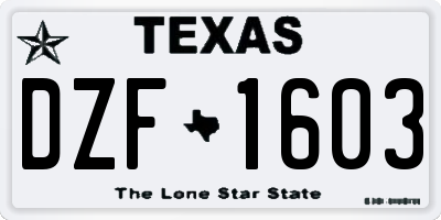 TX license plate DZF1603